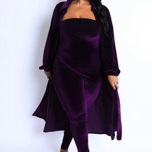 Beautiful  strapless jumpsuit with matching Cardigan Jacket. 